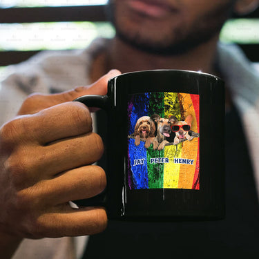 Personalized Dog Gift Idea - Old Dog, Mowing Dog And Dog Wearing Red Glasses For Dog Lovers - Black Mug